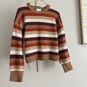 Pink Rose Multicolor retro bohemian festival Striped Sweater coastal cowgirl S